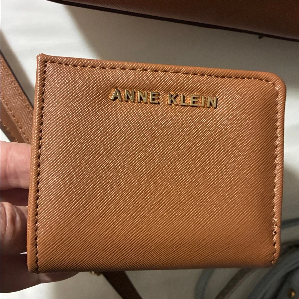 Anne Klein Chestnut Brown Saffiano Crossbody with Matching Wallet
